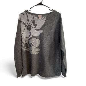 Chico’s Metallic Floral Sweater – Size Large